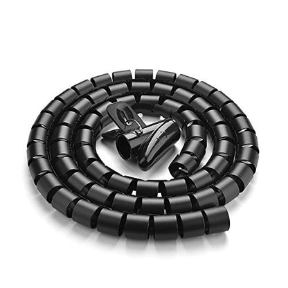 10FT Cable Management Sleeve EZ Cord Bundler 1" Diameter w/Zip Clip Zipper Wire Wrap Cord Organizer Cable Tube Hider Flexible & Expandable Home & Office Wire Concealer for PC TV Computer Cinema