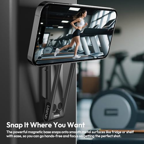 ULANZI MA38 Magnetic Phone Tripod for iPhone, Phone Holder for iPhone 17 | N52 Magnet, Back Magnet Base, Arca QR Base, Foldable Hook w 1/4'' Screw for Tripod Selfie Gym Travel Essentials Accessories