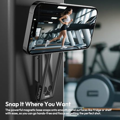 ULANZI MA38 Magnetic Phone Tripod for iPhone, Phone Holder for iPhone 17 | N52 Magnet, Back Magnet Base, Arca QR Base, Foldable Hook w 1/4'' Screw for Tripod Selfie Gym Travel Essentials Accessories