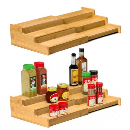 Spice Rack, 3-Tier Expandable Bamboo Spice Rack Or... (Bamboo set 2 | Bamboo)