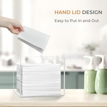 Disposable Face Towel Holder, Acrylic Face Towelettes Storage Box for Face Towels, Facial Towel Containers, Makeup Remover Cloth Organizer