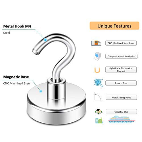 Neosmuk Magnetic Hooks, Heavy Duty 85lb+ Strong Magnet Hook for Cruise Cabins, Cruise Essentials 2026 for Hanging, Metal Wall Refrigerator Hangers (Silver, 10 Pack)