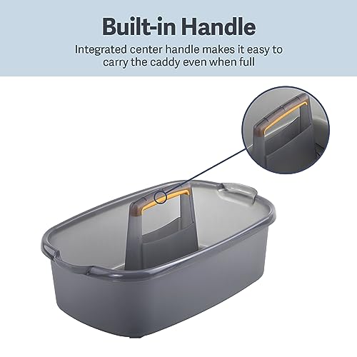 Casabella Cleaning Storage Caddy with Handle Plastic Multipurpose Organizer, Rectangle, 1.85-Gallon, Gray