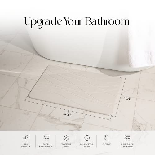 Stone Bath Mat, Quick Dry Non Slip Diatomaceous Earth Shower Mat | Non-Slip, Quick Drying, Super Absorbent Bath Mat; Absorbs 150% Weight in Water; Diatomaceous Earth Kitchen & Dish Drying Mat