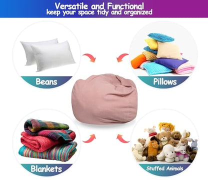 Bean Bag Cover for Organizing Plush Memory Foam Stuffed Animal Bean Bag Storage Soft Washable Premium Corduroy Organizer Keep Room Clutter Stuffable (Without Filling) X-Large