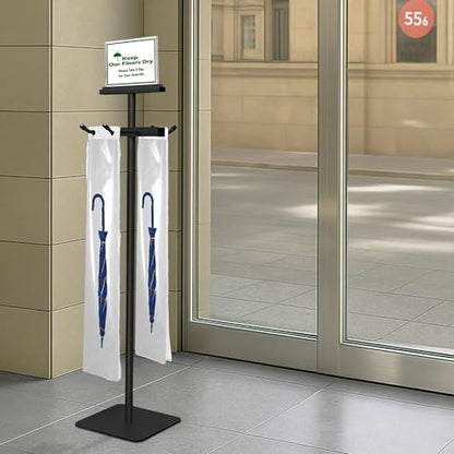 Umbrella Bag Stand, Umbrella Holder Stand with Free 200 Disposable Large Plastic Umbrella Bags, Wet Umbrella Bags Stand
