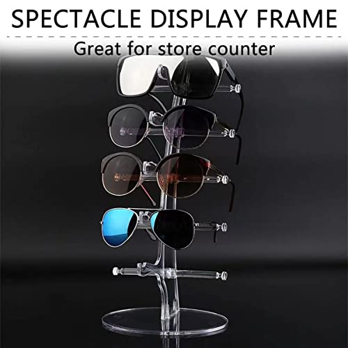 2 Pack Sunglasses Rack Eyeglasses Display Stand Holder Storage Organizer for 5 Glasses Acrylic Jewelry Eyewear Display for Selling Clear