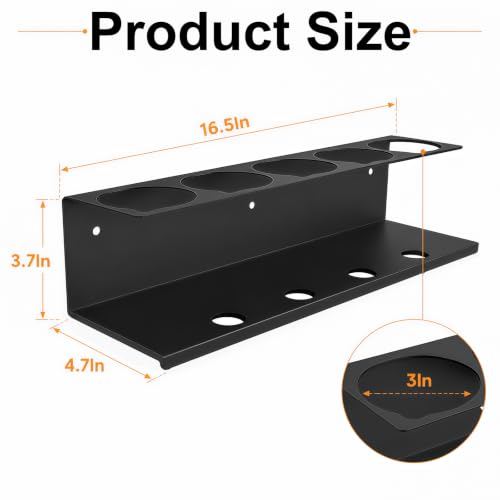 4Pcs Wall-Mounted Aerosol Spray Can Holder for Garage and Workspace | Steel Multi Hole Spray Bottle Rack, Flexibly Utilize Storage Space, Black Powder-Coated, No Assembly Required