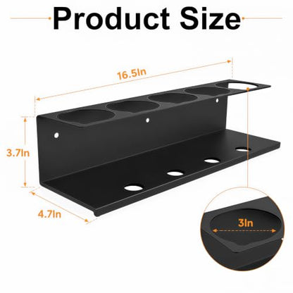 4Pcs Wall-Mounted Aerosol Spray Can Holder for Garage and Workspace | Steel Multi Hole Spray Bottle Rack, Flexibly Utilize Storage Space, Black Powder-Coated, No Assembly Required