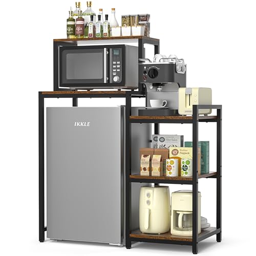 Mini Fridge Stand with Storage Shelves, 5-Tier Min... (Retro Brown | Iron)