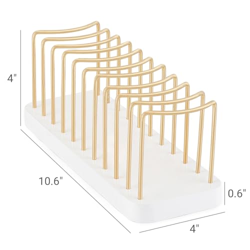 Mkono Hat Organizer for Baseball Caps, Hat Holder Storage for Closet, Gold | Hat Rack for 10 Caps, Space Saving, Easy Assembly, Sturdy Wood Base, Clear Display Stand, for Tabletop Shelf Dresser Bedroom