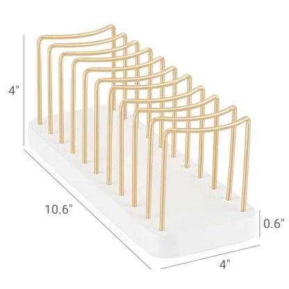 Mkono Hat Organizer for Baseball Caps, Hat Holder Storage for Closet, Gold | Hat Rack for 10 Caps, Space Saving, Easy Assembly, Sturdy Wood Base, Clear Display Stand, for Tabletop Shelf Dresser Bedroom