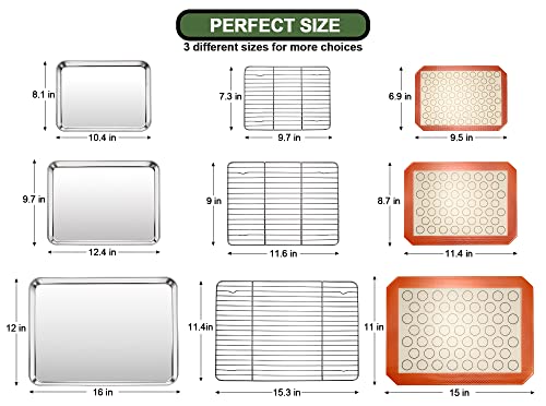 Baking Sheet Tray Cooling Rack with Silicone Bakin... (Red | Stainless Steel)