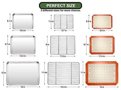 Baking Sheet Tray Cooling Rack with Silicone Bakin... (Red | Stainless Steel)