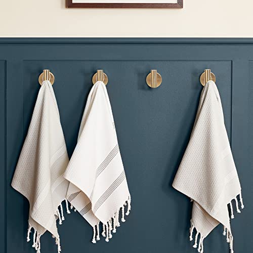 TUNNY 3 Pack Round Bathroom Towel Hooks - Champagne Gold Robe & Coat Hooks for Bathroom & Bedroom