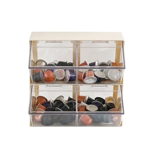 Large Coffee Pod and Tea Bags Organizer with Lid, White | Plastic Creamer Holder, For K Cups, Sugar Bags, Drink Packets, Coffee Bar Accessories Storage Box for Home Office