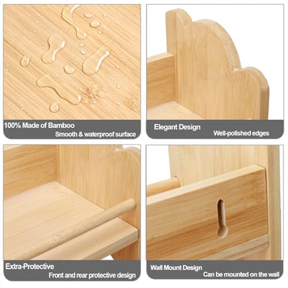3 Tier Bamboo Spice Rack, Spice Rack Organizer, Seasoning Jars Rack Shelf Spice Organizer for Kitchen Counter or Wall Mounting, Spice Storage Holder with handles, Jars Not Included,Natural