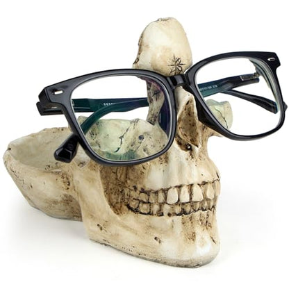 Skull Glasses Stand Holder, Creative Eyeglasses Ho... (White | Resin)