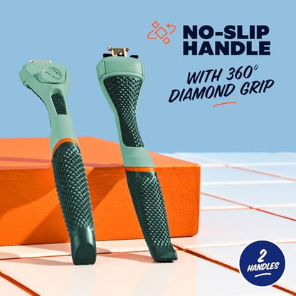 Dollar Shave Club | Razor Handle (2 Pack) Green | Replacement Razor Blade Handles | Not Compatible with Other Razor Brands