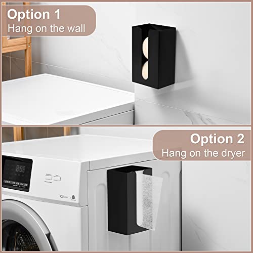 Magnetic Dryer Sheet Holder,Dryer Sheet Container Dispenser,Metal,Black | Laundry Room Organizition,Wall Dryer Sheet Box,Fabric Sheet Holder,Laundry Detergent Sheets Dispenser