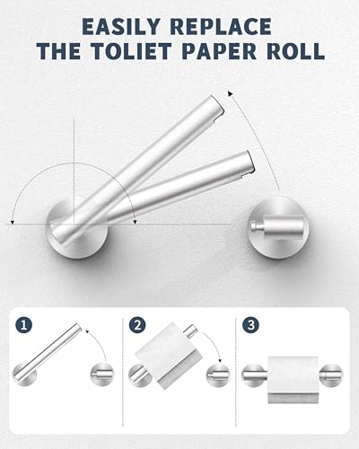 Bathroom Toilet Paper Holder Wall Mount SUS304 Stainless Steel Double Post Pivoting Toilet Paper Roll Holder Wall Mounted for Bathroom RV Commercial Toilet Tissue Dispensers, Brushed Nickel