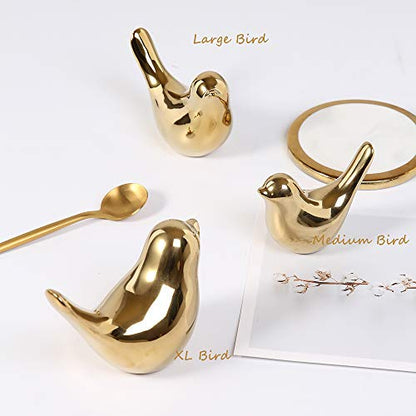 Small Birds Statues Home Decor, Modern Style, Gold, M&L