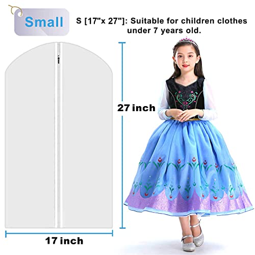 M MOACC Kids Garment Bags Little Girl Dress Bag Clear for Costume with Zipper Set of 5,Small