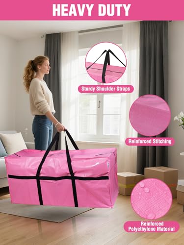 WORKPRO 1-Pack 66 Gallon Extra Large Moving Bag with Zipper & Carry Handles | Heavy Duty Material, 110 lbs Capacity, Extra Large Storage, Double Zipper, Carry Handles for Moving, Dorm & Home Organization