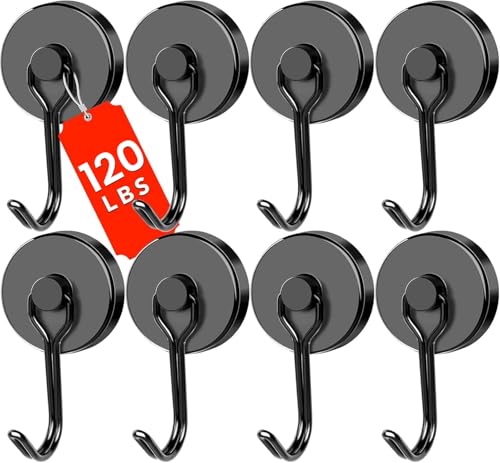 Magnetic Hooks,120LBS Heavy Duty 8 Pack 2026 Cruis... (Black | Metal)