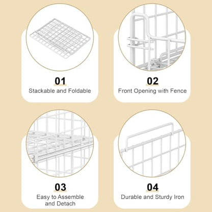 6-Tier Stackable Closet Organizers and Storage Basket - Foldable Closet Shelf Organizer System, Sturdy Metal Space-Saving Clothes Storage Bins for Wardrobe, White