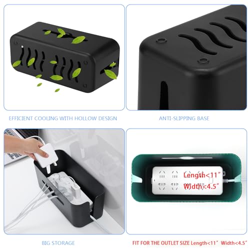Cable Management Box,Cord Organizer for Home Office Cable Wire Hide,Black | Box for Desk Floor Cable Hide,Cable Box Organizer to Cover The Power Strip Cord Wires