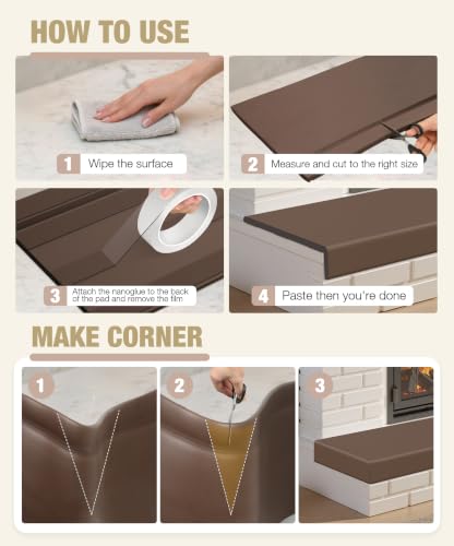 Fireplace Baby Proofing 80'', Soft Seat Hearth Cushion for BabyProof, Brown | Memory Foam Brick Fire Place Bumper Protector Soft Seat Pad for Babies Child Children Toddlers