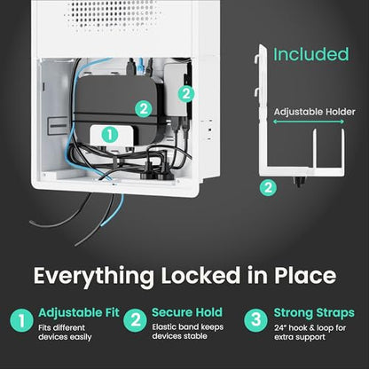ynVISION.DESIGN 17" Recessed in-Wall Media Box for Clean TV Install | Flush to Wall, vented cover, adjustable device shelf, cable straps, knock-out, fits Apple TV, Roku, Fire TV, Samsung Connect