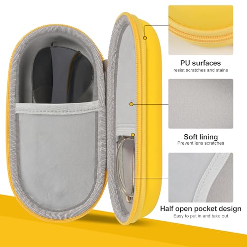 Double Glasses Case,Dual Eyeglasses & Sunglasses Organizer with Clip Zipper Closure for Travel 2 Pairs Storage Box