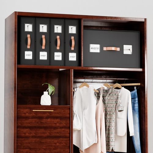 4 Pack Bed Sheet Storage Organizers，Premium Fabric Closet Organizer with Clear View Window, Space-Saving Foldable Design for Queen/King Size Bedsheets, Blankets & Duvet Covers