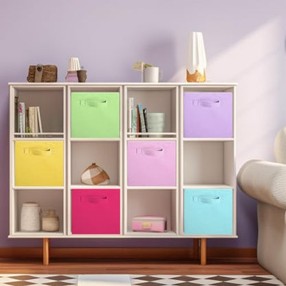 ShellKingdom Storage Bins, Foldable Fabric Storage Cubes And Cloth Storage | Storage Organizer For Closet And Toys, 10.5x10.5x11 INCH, 6 Pack (6 Colors)