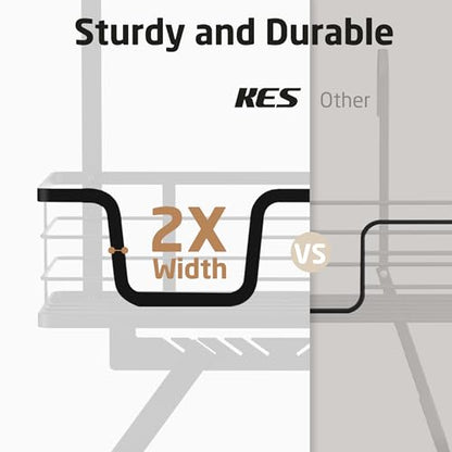 KES Over The Door Ironing Board Holder, Ironing Board Hanger Door Mount with Storage Shelf Y and T Shaped Fits for 1 3/8 Doors Matte Black, HIR501A-BK