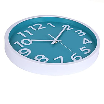 Crosstime Wall Clock Silent Non Ticking Indoor Outdoor Clock Battery Operated Easy to Read Analog Decorative Clocks for Bedroom Office Home Patio Pool Porch Decor,12 Inch Aqua