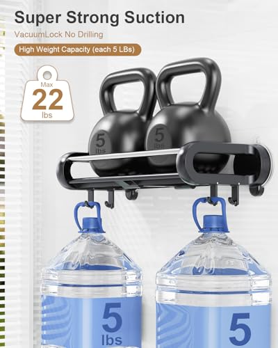 JOTPE Suction Cup Shower Shelf, Removable, Holds 22lbs, No Drilling, Black | suction cup shower shelf bathroom storage 22lbs removable reusable no marks quick drain easy install no drill smooth durable