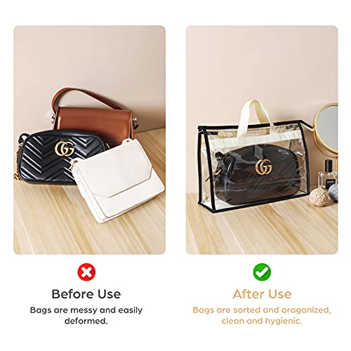 9 Pack Dust Bags for Handbags, Clear Handbag Storage, Purse Storage Organizer for Closet, Purse Cover Hanging Closet Organizer with Zipper | Purse Storage Organizer for Closet, Purse Cover Hanging Closet Organizer with Zipper