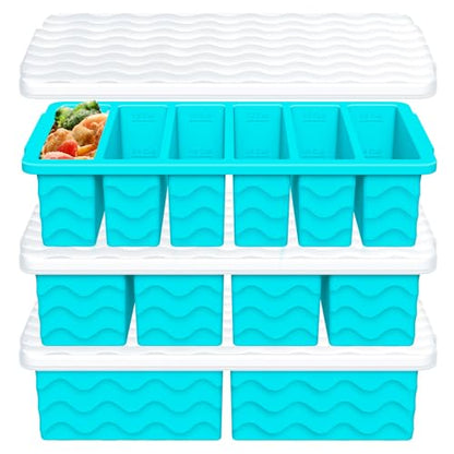 3-Pack Silicone Freezer Trays with Lid, Soup Freezer Container Molds | 2 Large 2-Cup, 4 Medium 1-Cup, 6 Small 1/2-Cup, BPA Free, Ice Cube Tray for Soup, Stews, Sauces, Meal Prep, Broth, Leftovers