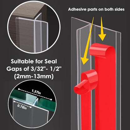 T-Shaped Door Draft Stopper (20FT, Clear Silicone) – Weather Stripping Seal for Side of Door Frame, Blocks Cold Drafts & Reduces Noise, Double-Sided Adhesive