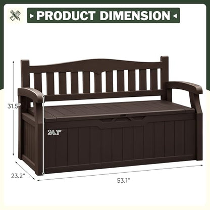 Flamaker 80 Gallon Storage Bench, Deck Box with Seat Waterproof All-Weather | Lockable Heavy-Duty Chest Box with Seating Bench for Garden, Patio, Poolside, Indoor, Outdoor
