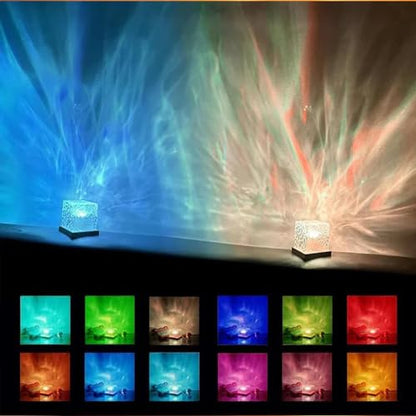 Ocean Wave Projector Light, 16-Color LED Shower Lamp with Remote, 3D Water Ripple Projection, Romantic Ambient Lighting for Kids Room, Relaxation, Bedroom, Bathroom & Night Light