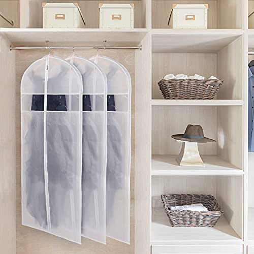 Zilink Dress Garment Bag for Storage Dress Cover Bag for Long Dresses 72 in | 3 in Gusseted, Clear Window, Dress Protector Bag for Long Evening Dresses, Fur Coat, Long Dress, Gown Closet Storage, 2 Pack