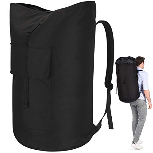 Backpack Laundry Bag, 115L Heavy Duty Extra Large College Laundry Backpack, Dirty Clothes Bag with Shoulder Straps, Laundry Hamper Bag with Drawstring Closure for College Dorm, Apartment Black
