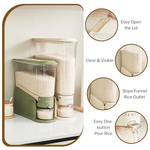 UFORU Slim Rice Dispenser 11 LB,Clear Rice Storage for Small Spaces