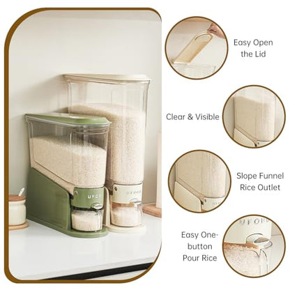 UFORU Slim Rice Dispenser 11 LB,Clear Rice Storage for Small Spaces