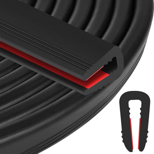 ToLanbbt Rubber Edge Trim U Channel - 1/4" Self Adhesive Sheet Metal Edge Guard Protector, EPDM Seal Strip for Car Doors, Steel Plates, Glass, Hatches, Table Corners, Fit 1/4"(6.4mm), 20Ft, Black