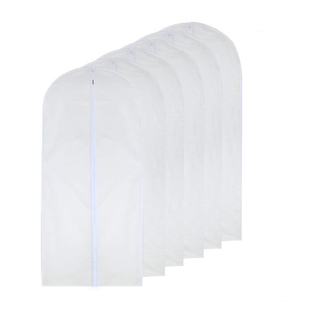 Garment Bags for Hanging Clothes 24'' x 40'' Suit Hanging Garment Bags White Breathable Suit Covers for Closet Full Zipper Dust Cover for Suits Dance Clothes Closet Pack of 6